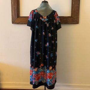 Black Flowery Vintage Muumuu Dress